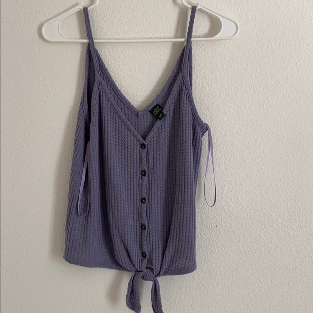 Purple knit button up top